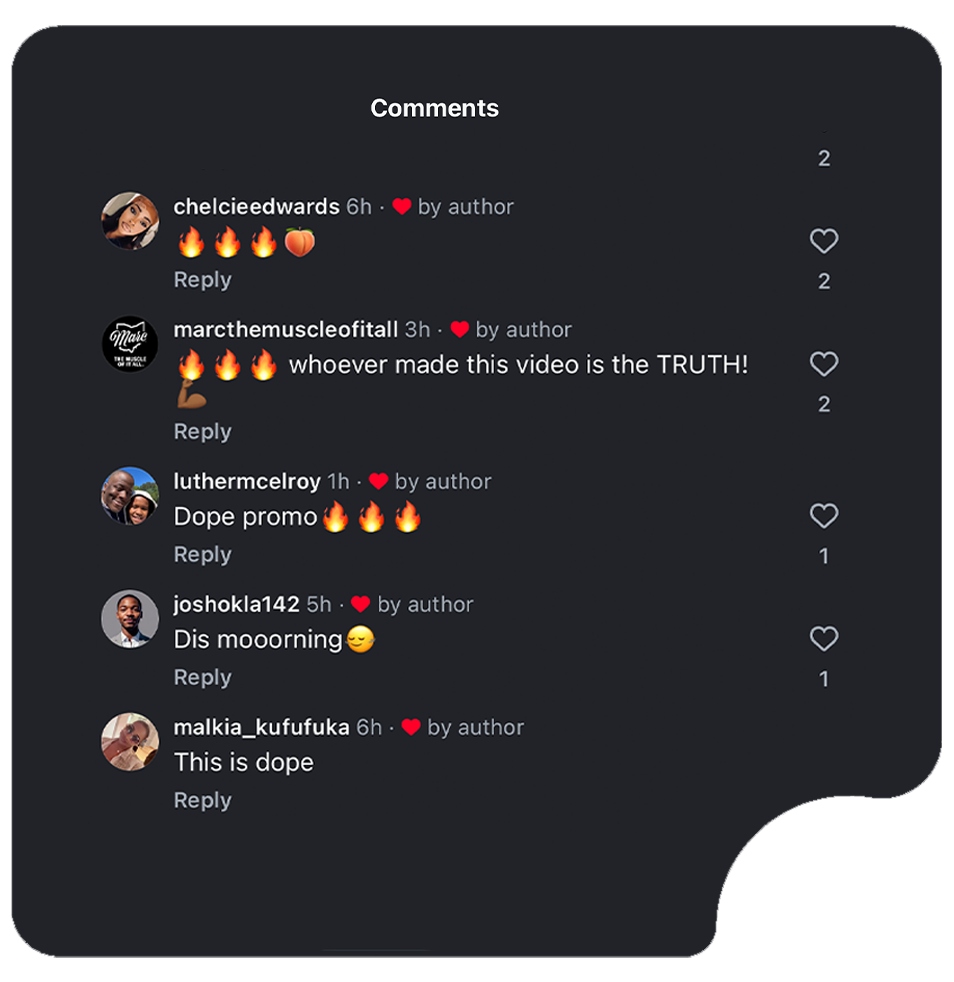 Instagram comments praising STORY flyer design